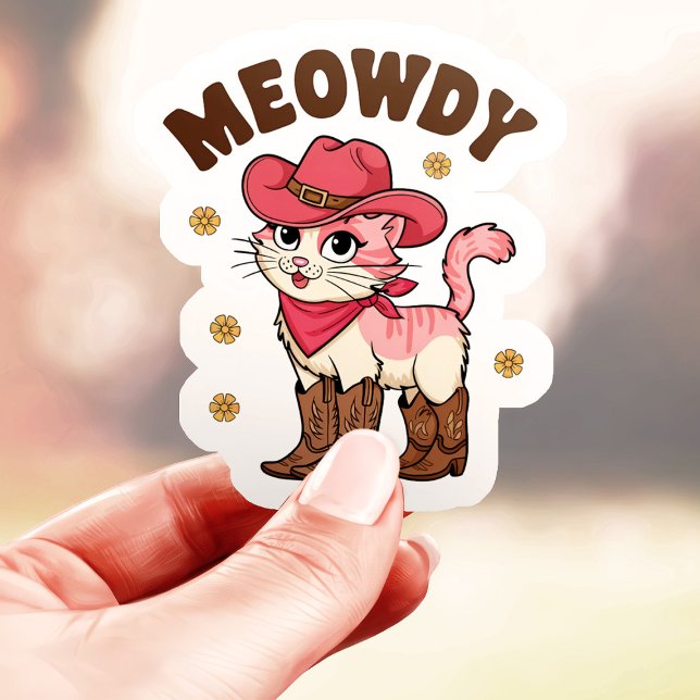 Sticker Chatte Cowgirl Meowdy Vinyle (Créateur téléchargé)