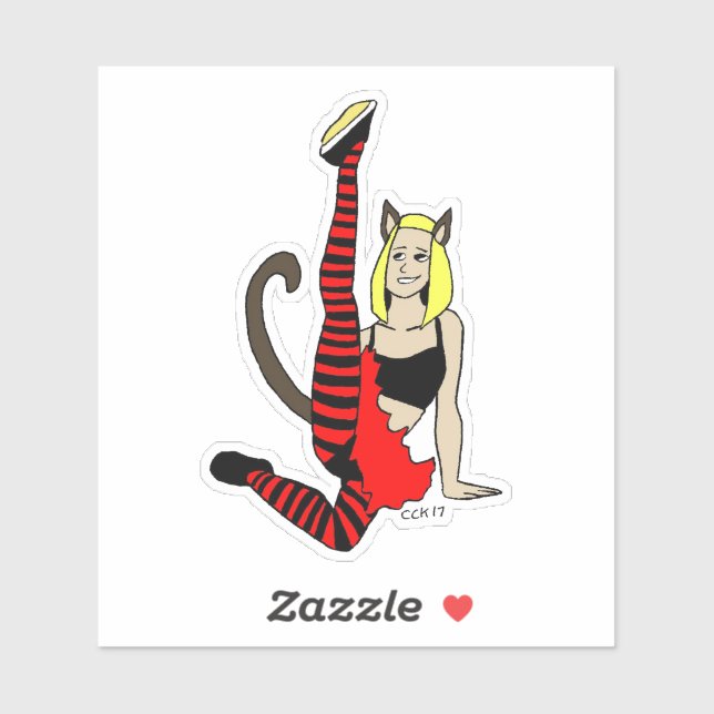 Sticker chatte fille   (Feuille)