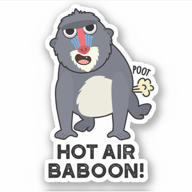 Sticker Chaud Baboon d'air drôle Farny Monkey Pun (Devant)
