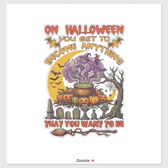 Sticker Chaudière de chat de fantôme de citrouilles Devene (Feuille)