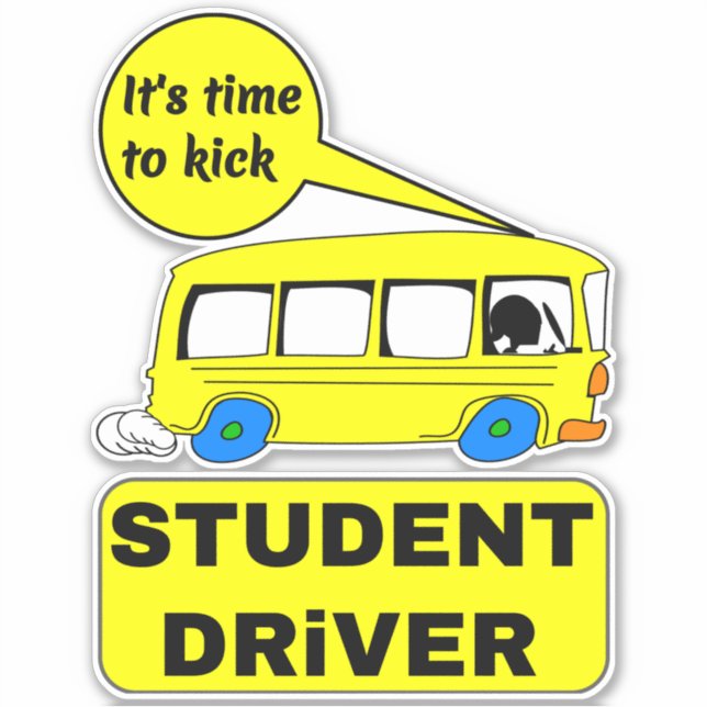 Sticker Chauffeur étudiant amusant - Pilote Rookie Bus & V (Devant)