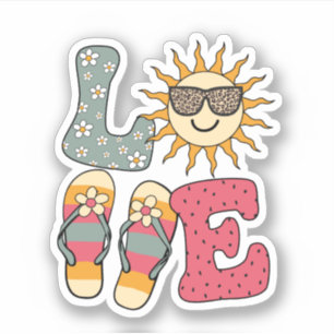 Sticker Chaussures d'été d'amour mignon soleil Flip Flops