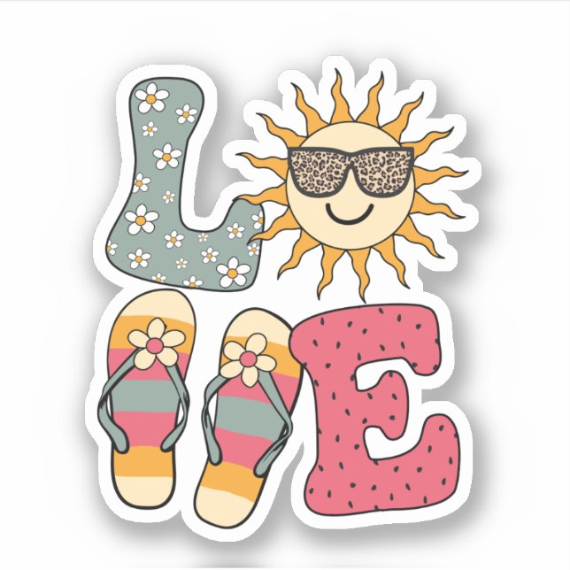 Sticker Chaussures d'été d'amour mignon soleil Flip Flops  (Devant)