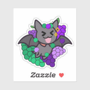 Sticker Chauve-souris Kawaii Heureuse avec des Raisins Vio