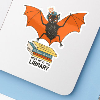 Sticker Chauve-souris lectrice | Bibliothécaire fantaisist