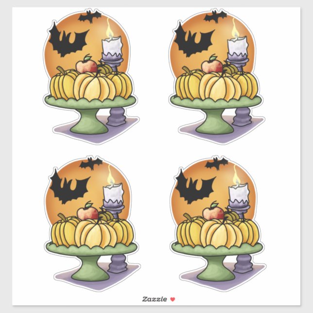 Sticker Chauves-souris et Citrouilles (Feuille)
