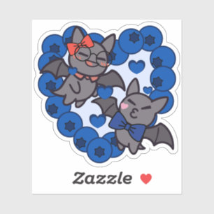 Sticker Chauves-souris Kawaii Mignonnes dans un Cœur de My