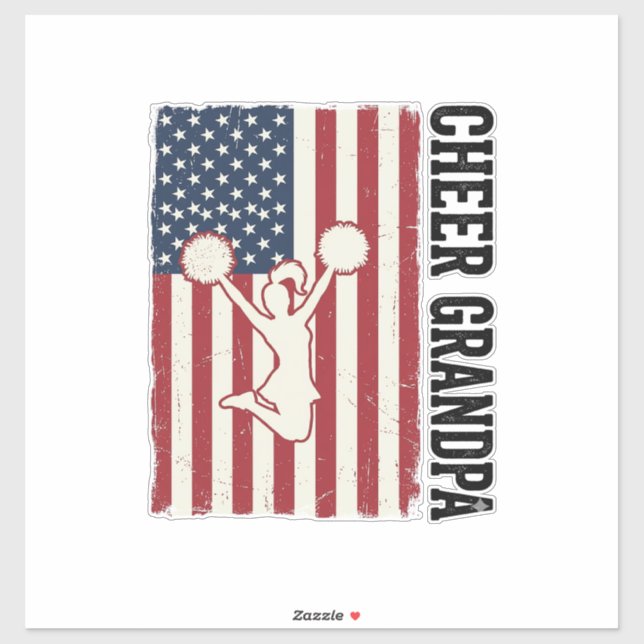 Sticker Cheer Grandpa Patriotic Vintage Flag Shirt Design_ (Feuille)