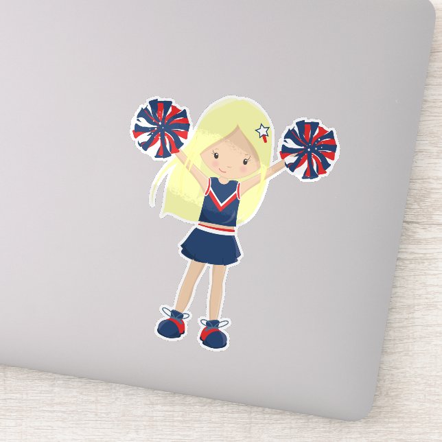 Sticker Cheerleaders, Cheerled, Mignonne fille, Cheveux bl (Détail)