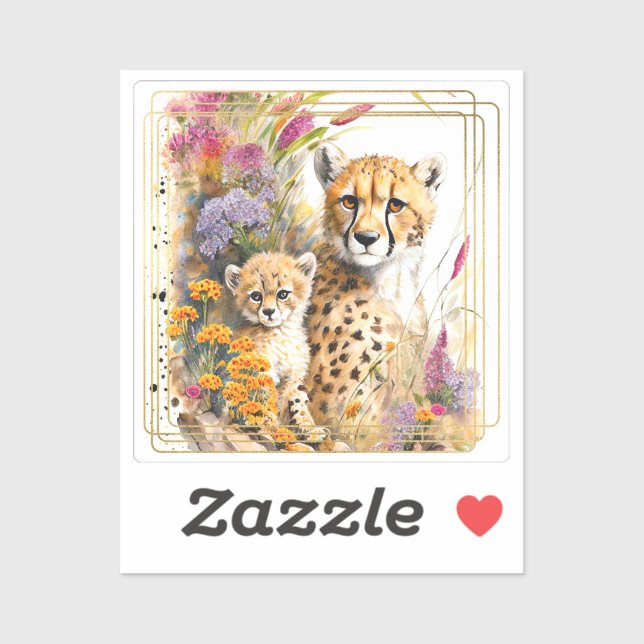 Sticker Cheetah Baby et Maman (Feuille)
