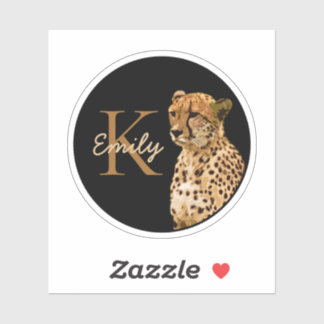 Sticker Cheetah léopard Imprimer monogramme Nom initial