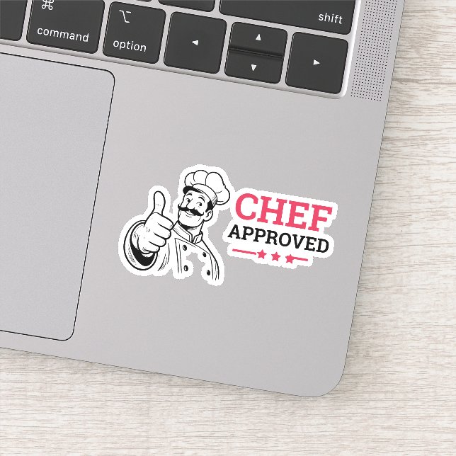 Sticker Chef approuvé drôle rouge noir (Détail)