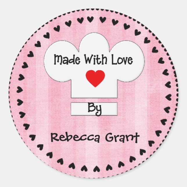 Sticker Chef Casquette Fabriqué avec amour (Devant)