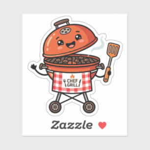 Sticker Chef de grill BBQ Kawaii Cute Fête des Pères