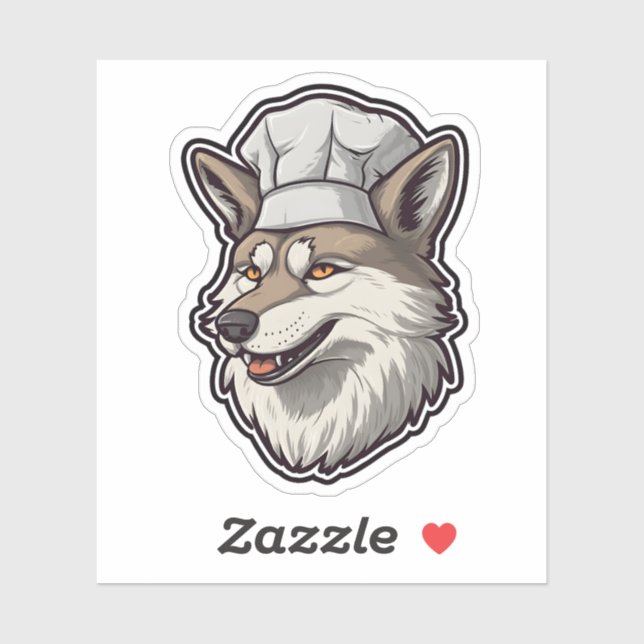 Sticker Chef Wolf unique adorable Animal Graphic (Feuille)
