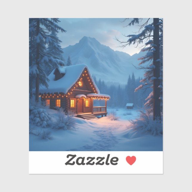 Sticker Cheminée d'hiver - Vinyle carré (Feuille)