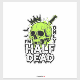 Sticker Chemise à gravure vintage Halloween crâne à moitié