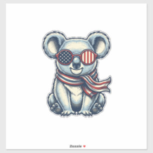 Sticker Chemise à motif de koala patriotique gravure vinta