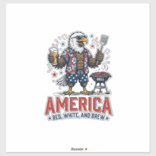 Sticker Chemise America Red White And Brew Eagle BBQ (7)_1