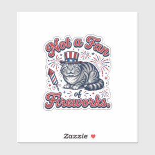 Sticker Chemise Chat Effrayé Pas Fan de Feux d'Artifice (2