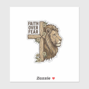 Sticker Chemise chrétienne vintage Croix Lion La Foi Sur L