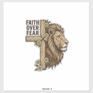 Sticker Chemise chrétienne vintage Croix Lion La Foi Sur L