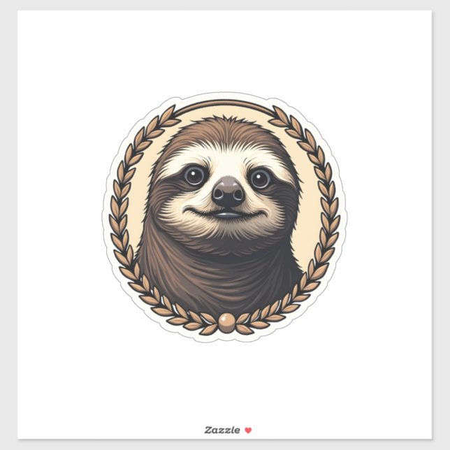 Sticker Chemise Classique de Gravure de Paresseux Nature ( (Feuille)