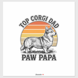 Sticker Chemise Corgi Papa Vintage Sunset Chien Papa Cadea