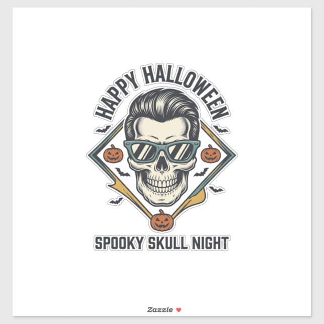 Sticker Chemise crâne Halloween Gravure vintage Graphique_ (Feuille)