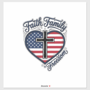 Sticker Chemise croix patriotique Liberté Famille Foi Cœur
