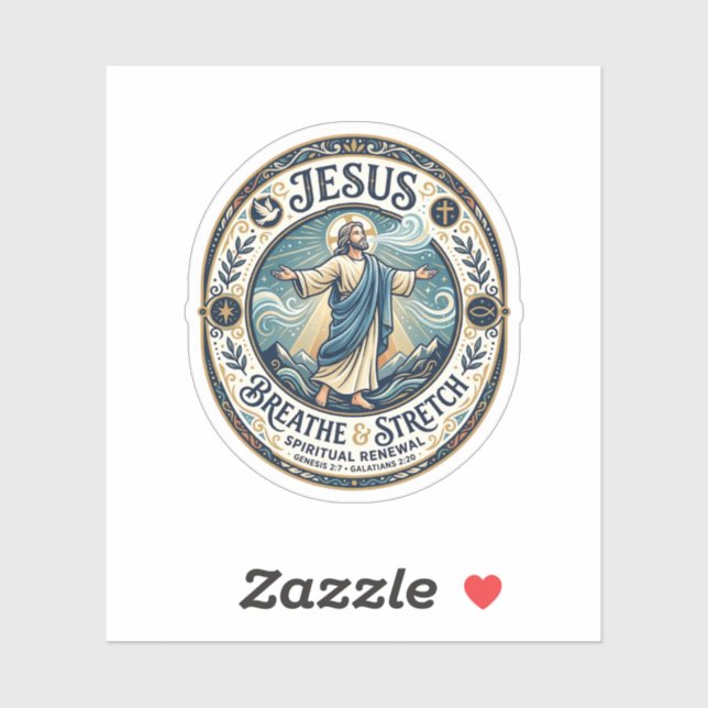 Sticker Chemise de bien-être Jésus Mouvement Douce Foi Bas (Feuille)