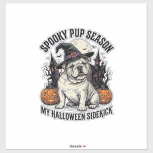 Sticker Chemise de Bulldog Halloween Chien Sorcière Mignon