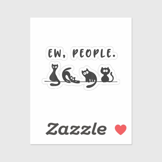 Sticker Chemise de chat noir drôles femmes nouvelles perso (Feuille)