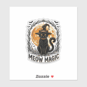 Sticker Chemise de chat sorcière Design de lune Halloween