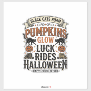 Sticker Chemise de chauffeur de camion Halloween avec chat