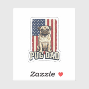 Sticker Chemise de chien à gravure vintage patriotique Pug