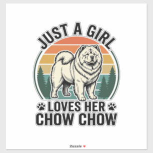 Sticker Chemise de chien Chow Chow Fille vintage amoureuse