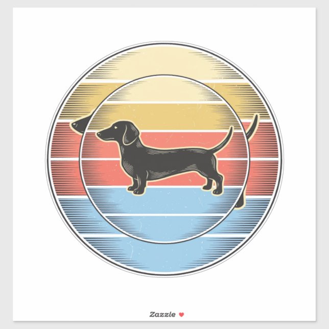 Sticker Chemise de chien de coucher de soleil rétro de tec (Feuille)