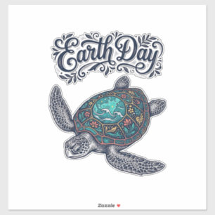 Sticker Chemise de conception de gravure vintage de tortue