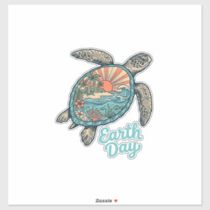 Sticker Chemise de conception de gravure vintage de tortue