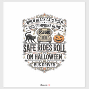 Sticker Chemise de Conducteur d'Autobus Halloween Gravure 