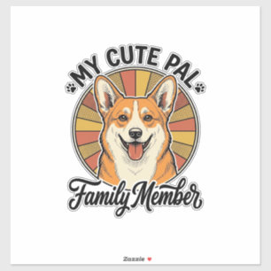Sticker Chemise de famille Corgi Design vintage pour amour