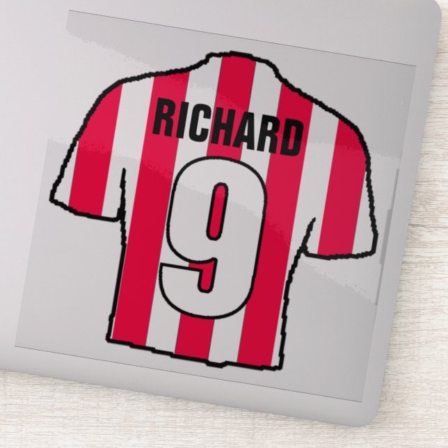 Sticker Chemise de football rouge et blanc sur une (Détail)