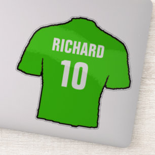 Sticker Chemise de football verte à personnaliser.
