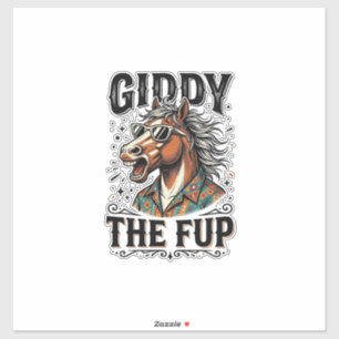 Sticker Chemise de gravure vintage de cheval de Fup drôle
