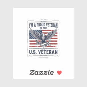 Sticker Chemise de gravure vintage de l'aigle vétéran patr