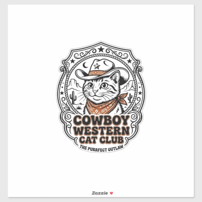 Sticker Chemise de l'amant de chat occidental Cowboy - Nou (Feuille)