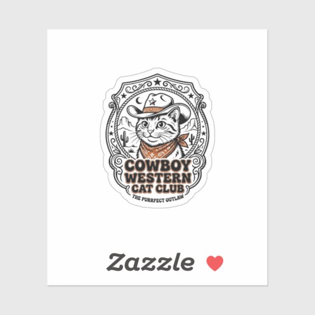 Sticker Chemise de l'amant de chat occidental Cowboy - Nou (Feuille)