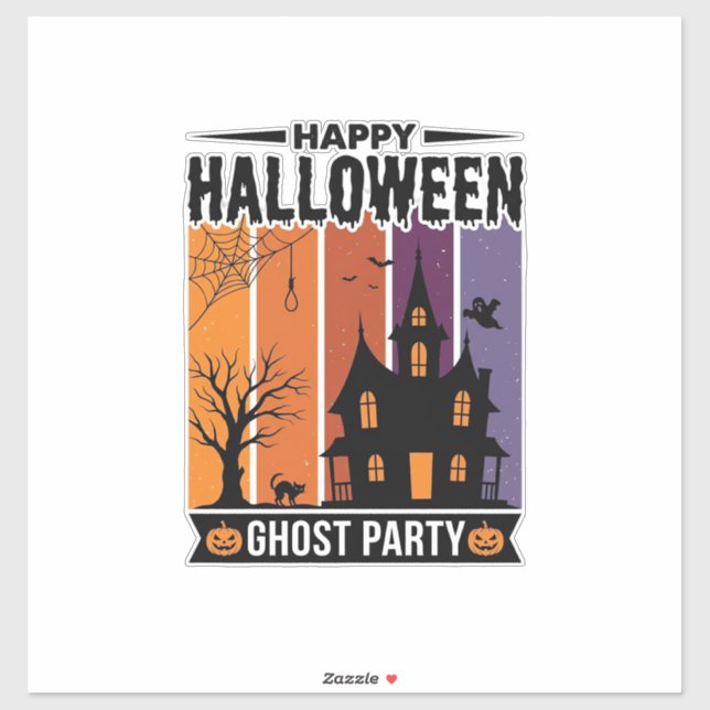 Sticker Chemise de maison hantée de fête de fantôme de Hal (Feuille)