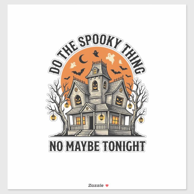 Sticker Chemise de Maison Hantée Effrayant Design Hallowee (Feuille)